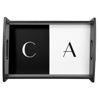 Black and White Monogrammed Serving Tray