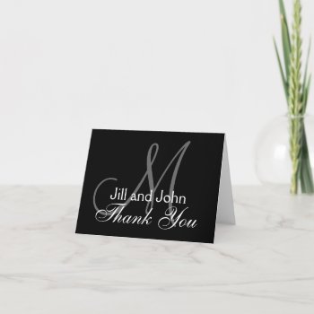 Black And White Monogrammed Thank You Card by MonogramGalleryGifts at Zazzle