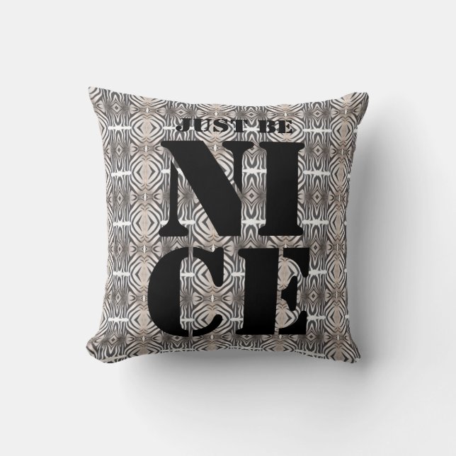 Black and White Monogrammed  Throw Pillow (Front)