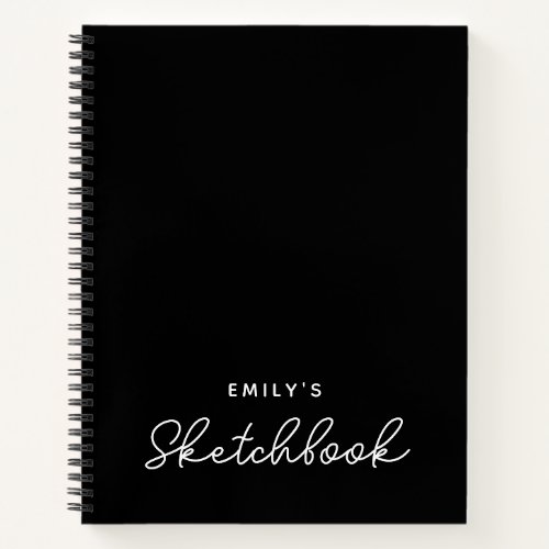 Black and White Monoline Calligraphy Sketchbook Notebook