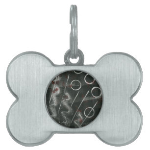 Black And White Monoprint Abstract Pet Name Tag
