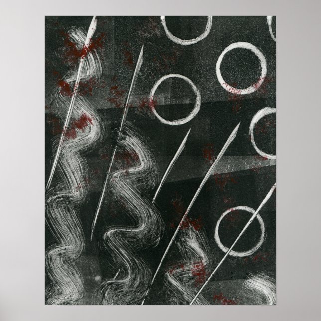 Black And White Monoprint Abstract Poster (Front)