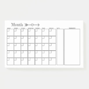 Black and White Monthly Planner Post-it Notes