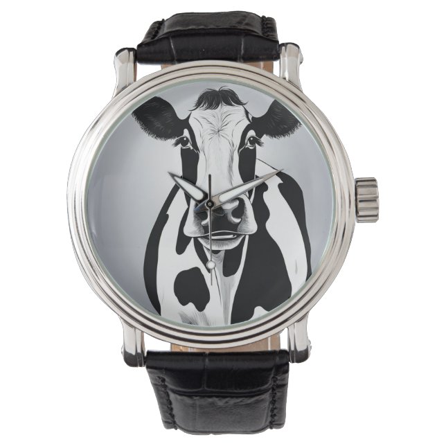 Black and White Mood Cow Watch (Front)