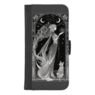 Black and White Moon Fairy with Cat iPhone 8/7 Plus Wallet Case
