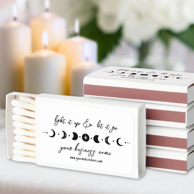 Black And White Moon Matchboxes (Simple Black And White Metaphysical Business Matchboxes)