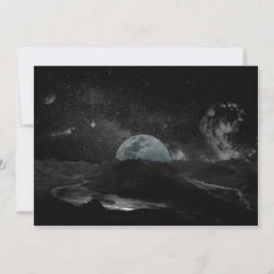Black and White Moon Night Sky Mountain Galaxy Pos Invitation