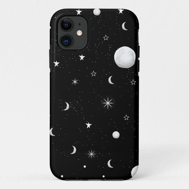 Black and White Moons and Stars Case-Mate iPhone Case (Back)