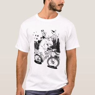 Black and white moose riding a bike T-Shirt