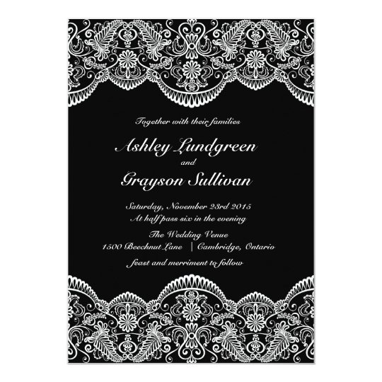 Black And White Lace Wedding Invitations 2