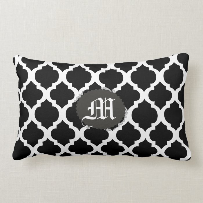 Black and white Moroccan lumbar Throw Pillow