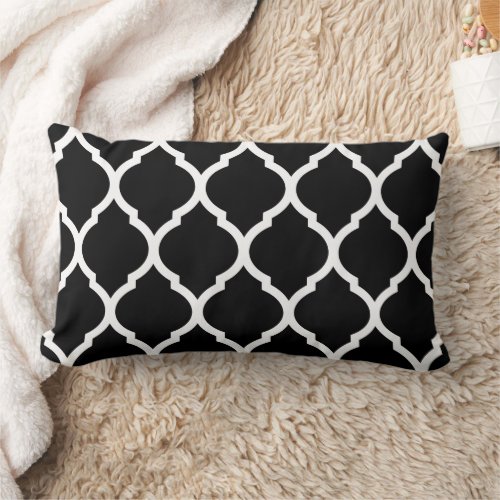 Black and White Moroccan Pattern Lumbar Pillow