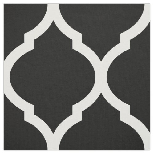 Black and White Moroccan Quatrefoil Large Scale Fabric