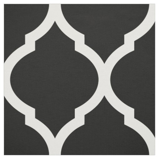 Black and White Moroccan Quatrefoil Large Scale Fabric