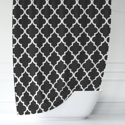 Black And White Moroccan Quatrefoil Shower Curtain