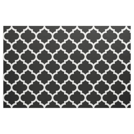 Black and White Moroccan Quatrefoil Trellis Fabric Zazzle