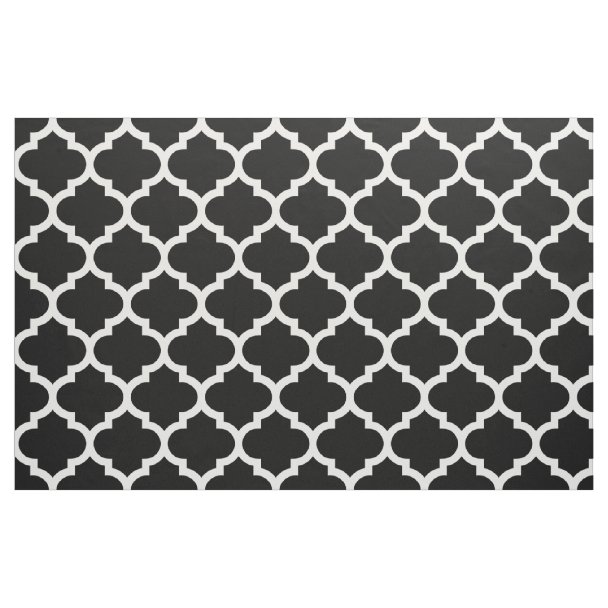 Black And White Moroccan Quatrefoil Fabric Zazzle