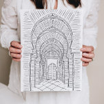 Black and White Morocco Hallway Poster<br><div class="desc">Beautifully hand-drawn Morocco hallway illustration. Playful art prints for your home!</div>