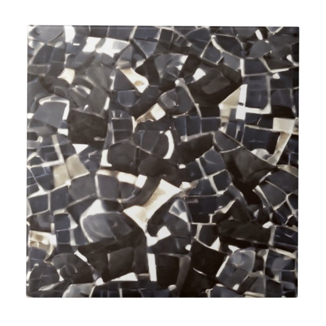 Black and white mosaic ceramic tile (Front)