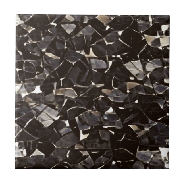 Black and white mosaic  ceramic tile (Front)