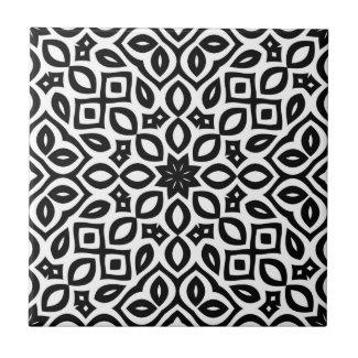 Black And White Mosaic Geometric Pattern Ceramic Tile