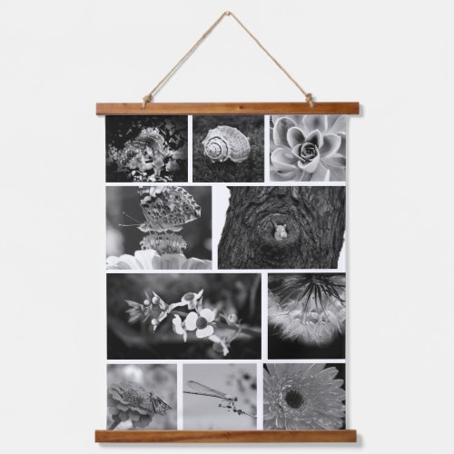 Black and White Mosaic Grid Nature Photography Art Hanging Tapestry