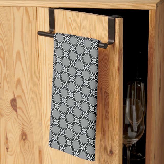 Black and White Mosaic Kitchen Towel (Thirds Fold)