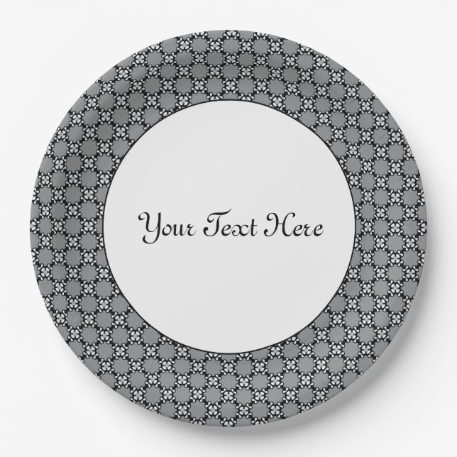 Black and White Mosaic Paper Plates (Front)