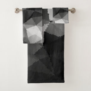 Black and white mosaic pattern bath towel set