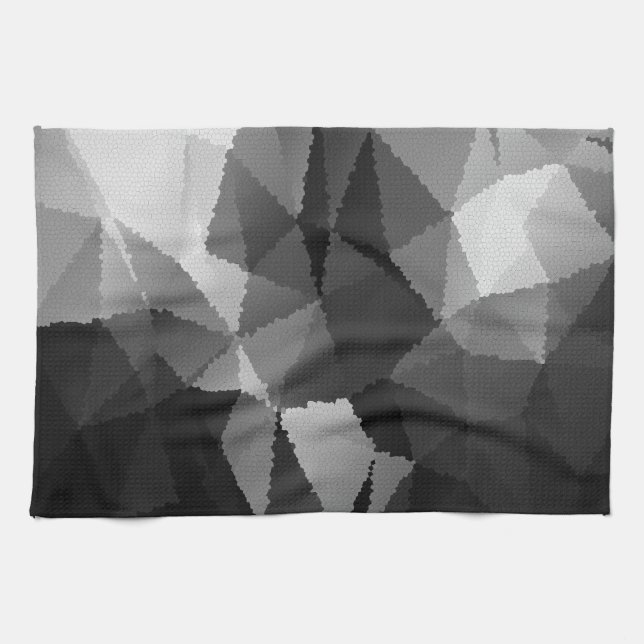 Black and white mosaic pattern kitchen towel (Horizontal)