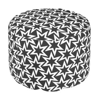 Black And White Motif | Geometric Star Pattern Pouf