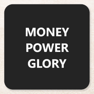 Black and White Motivational Square Paper Coaster