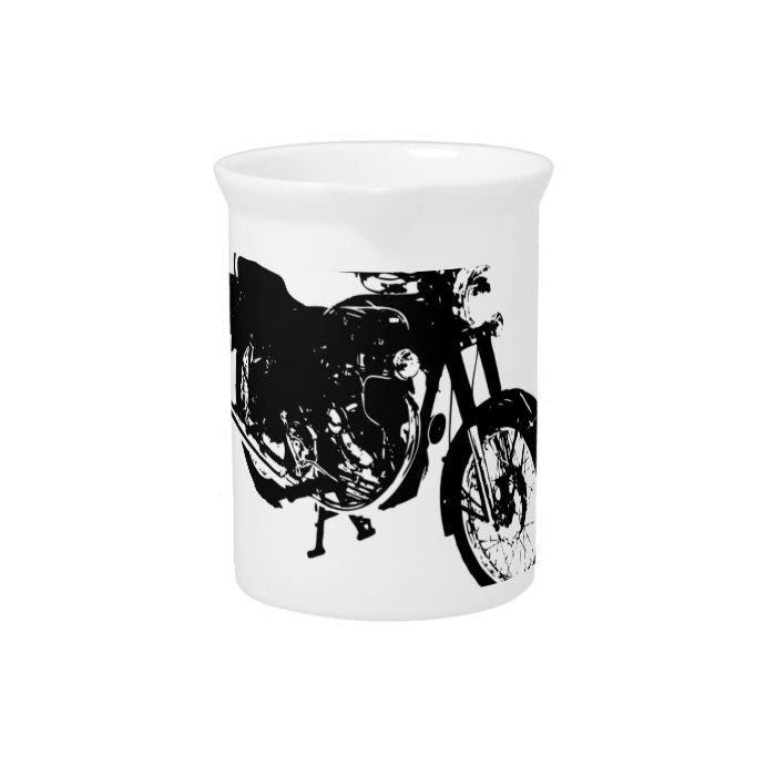 Black and White Motorcycle Drawing Pitchers