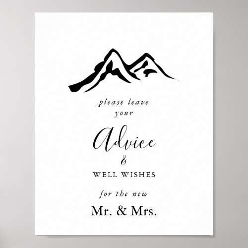 Black and White Mountain Advice and Well Wishes Poster