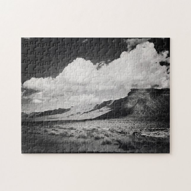 Black and White Mountain Landscape Photography Jigsaw Puzzle (Horizontal)