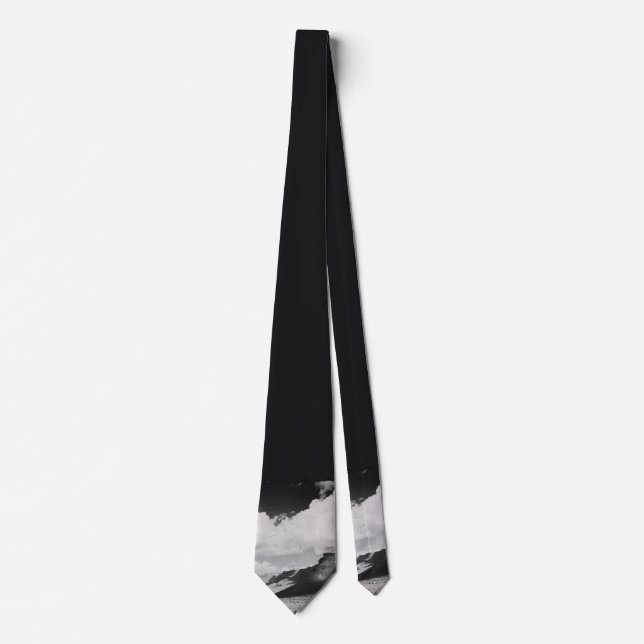 Black and White Mountain Landscape Photography Neck Tie (Front)