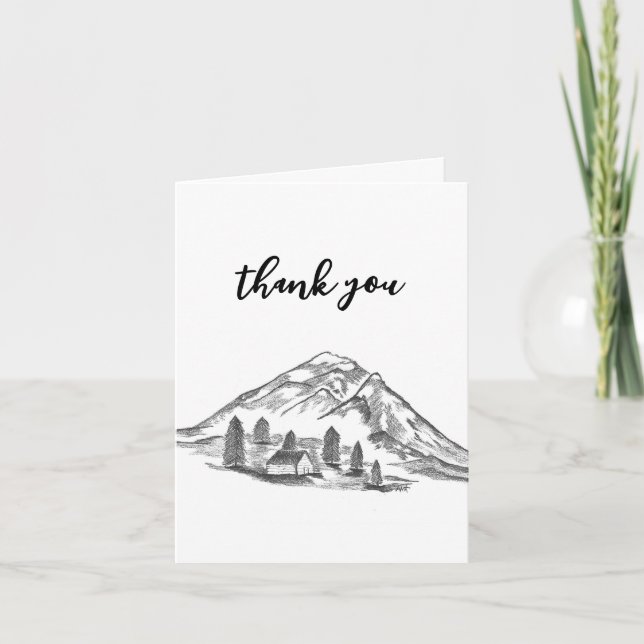 Black and white mountain note card (Front)