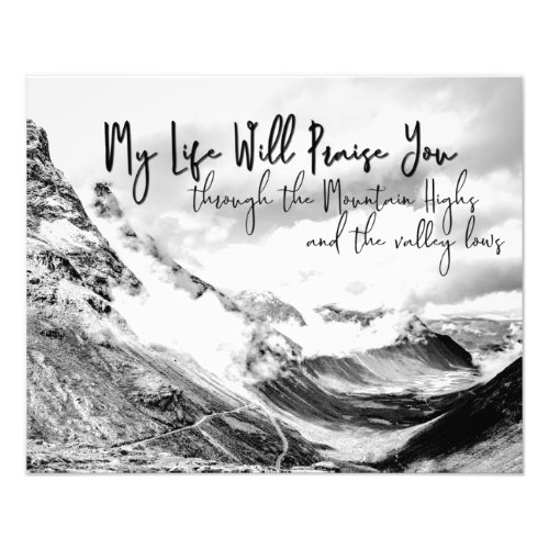 Black and White Mountain Scenery Photo Print