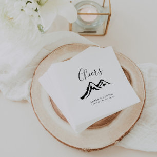 Black and White Mountain Wedding Cheers Napkins
