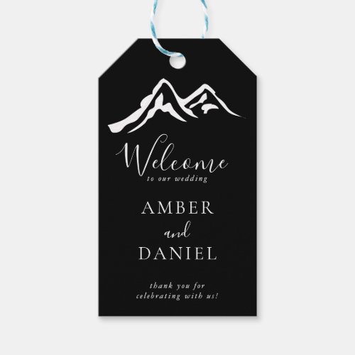 Black and White Mountain Wedding Welcome Gift Tags