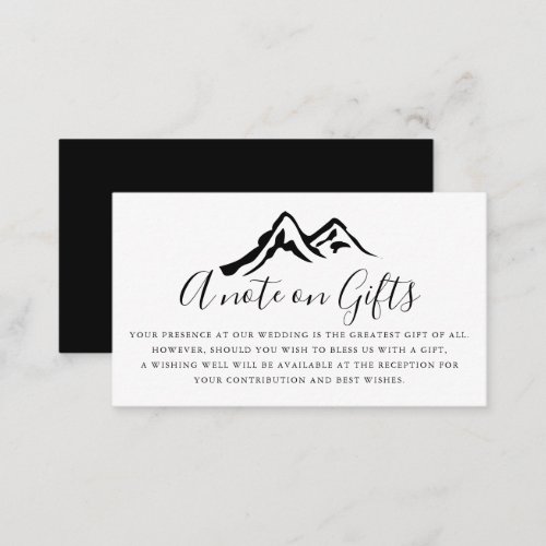 Black and White Mountain Wedding Wishing Well Enclosure Card