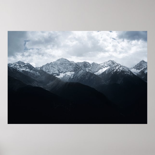 BLACK AND WHITE MOUNTAINS AT DAYTIME POSTER (Front)