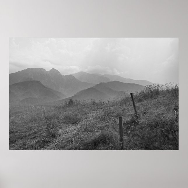 Black and white mountains poster. poster (Front)