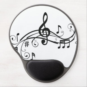 Black and White Mouse Pad with Music Notes