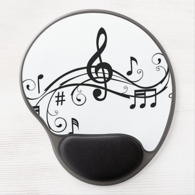 Black and White Mouse Pad with Music Notes (Front)