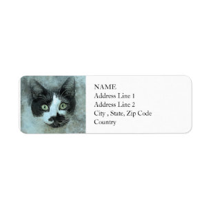 Black and White Mouser Abstract Watercolor Label