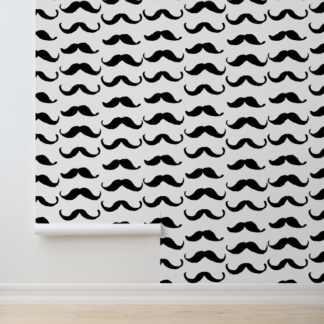 Black and White Moustache Pattern Wallpaper (Application)