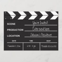 Black and White Movie Clapboard "blank" invites