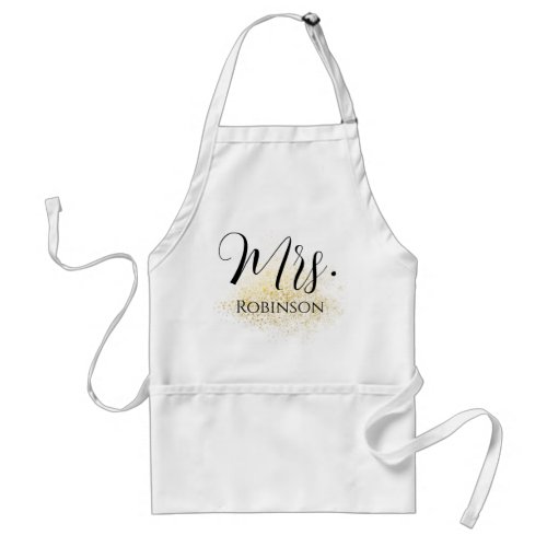 Black and White Mr and Mrs Newlyweds Adult Apron