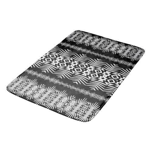 Black and White Mud Cloth   Bath Mat